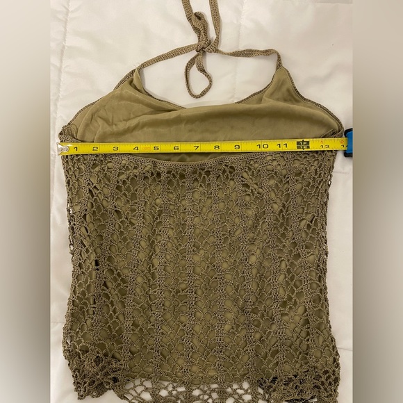 Mermaid top! Green beaded halter top with green and purple beading and mesh M - Picture 4 of 6